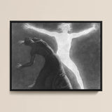 Astral Man - Sascha Schneider Art Print / Canvas Black-framed Black-and-white Artwork Two Figures Dramatic Poses Hypnotist Exudes