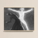 Astral Man - Sascha Schneider Art Print / Canvas Black-and-white Framed Artwork Two Figures Dramatic Contrast Dark Hypnotist Exudes