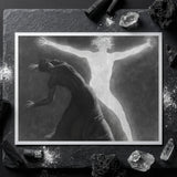 Astral Man - Sascha Schneider Art Print / Canvas Black-and-white Framed Artwork Two Figures Dynamic Poses Hypnotist Exudes Sculptural,