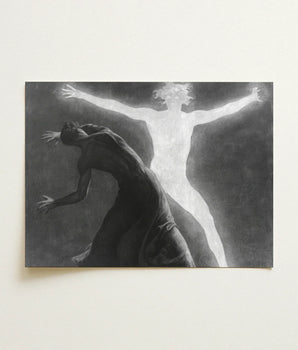 Black-and-white Canvas Painting Two Figures Dramatic Contrast Dark Hypnotist Exudes Sculptural, Sascha Schneider Art Print, Invisible