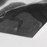 Astral Man - Sascha Schneider Art Print / Canvas Monochrome Artwork Detailed Textured Lizard Mid-stride Rugged Terrain Hypnotist Exudes