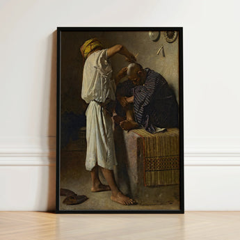 At the Barber Shop - Leon Bonnat Art Print / Canvas Black-framed Reproduction Painting Jean-léon Gérôme, Prints
