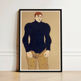 Black-framed Art Print Illustrated Man Red Hair Dark Edward Penfield’s Athlete, Harper’s Monthly, Director, Penfield