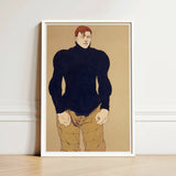 Framed Illustration Muscular Man Red Hair Black Turtleneck Edward Penfield’s Athlete, Harper’s Monthly Art, Director, Penfield, Print