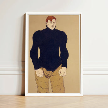 Framed Illustration Muscular Man Red Hair Black Turtleneck Edward Penfield’s Athlete, Harper’s Monthly Art, Director, Penfield, Print