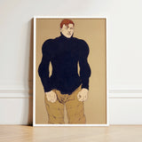 Framed Illustration Muscular Man Red Hair Black Turtleneck Edward Penfield’s Athlete, Harper’s Monthly Art, Director, Penfield, Print