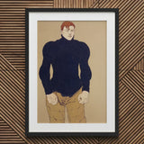 Athlete - Edward Penfield Art Print / Canvas Framed Artwork Man Red Hair Dark Blue Turtleneck Penfield’s, Harper’s Monthly, Director, Prints