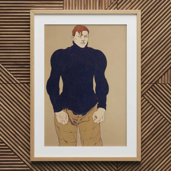 Athlete - Edward Penfield Art Print / Canvas Framed Artwork Muscular Man Red Hair Dark Blue Penfield’s, Harper’s Monthly, Director, Prints