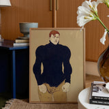 Athlete - Edward Penfield Art Print / Canvas Framed Illustration Man Navy Blue Turtleneck Tan Pants Penfield’s, Harper’s Monthly, Director,