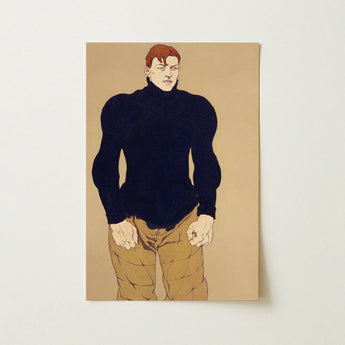 Athlete - Edward Penfield Art Print / Canvas Stylized Illustration Man Red Hair Black Turtleneck Penfield’s, Harper’s Monthly, Director,