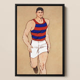 Athlete Running - Edward Penfield Art Print / Canvas, 12x18’’ / 31x46cm / Black Frame, Posters Prints & Visual Artwork, Toby Leon