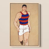 Athlete Running - Edward Penfield Art Print / Canvas, 12x18’’ / 31x46cm / Natural Frame, Posters Prints & Visual Artwork, Toby Leon