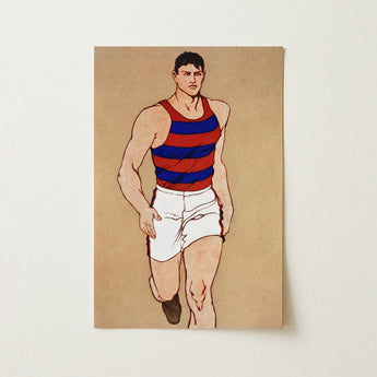 Athlete Running - Edward Penfield Art Print / Canvas, 12x18’’ / 31x46cm / Unframed / no Border, Posters Prints & Visual Artwork, Toby Leon