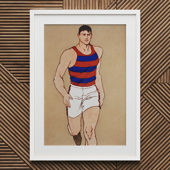 Athlete Running - Edward Penfield Art Print / Canvas, 20x30’’ / 51x76cm / White Frame / Matboard, Posters Prints & Visual Artwork, Toby Leon