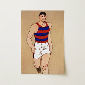 Athlete Running - Edward Penfield Art Print / Canvas, Athlete Running, Penfield’s Athlete Running, Warm Sand-ochre Field, Edwardian