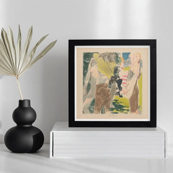 Athletes Dressing - John Copley Art Print / Canvas Black-framed Artwork Stylized Colorful Illustration Figures Abstract Composition,