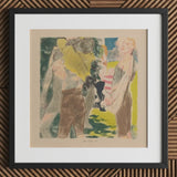Athletes Dressing - John Copley Art Print / Canvas Framed Abstract Stylized Figures Bold Colors Yellow, Strips, Interwar British Sporting,