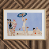 Au Lido - George Barbier Strandmode-Kunstdruck der 1920er / Leinwand, 30x20’’ / 76x51cm / Naturrahmen / Passepartout, Poster, Drucke & Visuelles