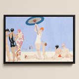 Au Lido - George Barbier Strandmode-Kunstdruck der 1920er / Leinwand, 17x12’’ / A3 / Schwarzer Rahmen, Poster, Drucke & Visuelle Kunstwerke, Toby Leon