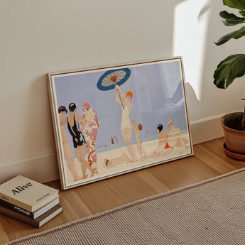 Au Lido - George Barbier 1920s Beach Fashion Art Print / Canvas Deco-style Framed Scene Poster Stylized Figures, Chic, Prints