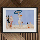 Au Lido - George Barbier 1920s Beach Fashion Art Print / Canvas Deco-style Framed Scene Stylized Figures, Chic, Prints