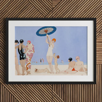 Au Lido - George Barbier 1920s Beach Fashion Art Print / Canvas Deco-style Framed Scene Stylized Figures, Chic, Prints