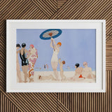 Au Lido - George Barbier 1920s Beach Fashion Art Print / Canvas Framed Deco-style Scene Stylized Figures, Chic, Prints