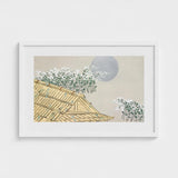 Autumn Evening - Kamisaka Sekka Art Print / Canvas Framed Artwork Traditional Japanese-style Roof White Blossoms Gray, Lacquered Hush