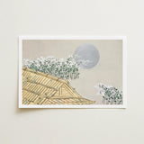 Autumn Evening - Kamisaka Sekka Art Print / Canvas Framed Traditional Japanese-style Roof Golden-brown Tiles Delicate, Lacquered Hush