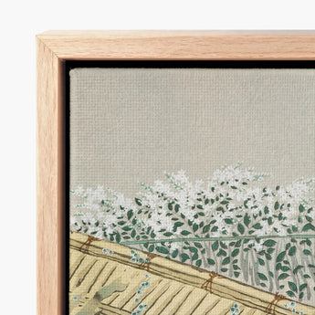 Light Wood-framed Canvas Print Delicate Illustration White Blossoms Kamisaka Sekka Art, Lacquered Hush Presses