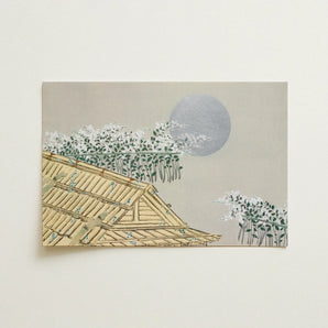 Autumn Evening - Kamisaka Sekka Art Print / Canvas Minimalist Painting Traditional Japanese-style Roof Beige Wooden, Lacquered Hush Presses