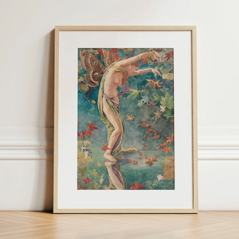 Autumn Scattering Leaves - John La Farge Art Print / Canvas, 12x16’’ / 31x41cm / Natural Frame / Matboard, Posters Prints & Visual Artwork,