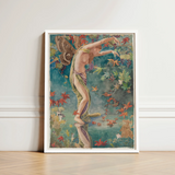 Autumn Scattering Leaves - John La Farge Art Print / Canvas Framed Fairy Moth Wings Draped Green, Farge’s, Winged Psyche-figure Poised,
