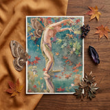 Autumn Scattering Leaves - John La Farge Art Print / Canvas Rectangular Framed Art Print Winged Figure Green Purple Autumn Scattering