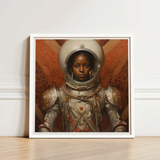 Framed Artwork Young Black Astronaut Detailed Silver Red Lesbian, Aesthetic, Queerest