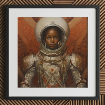 Ava - Black Lesbian Astronaut Art Print / Canvas White Framed Portrait, Aesthetic, Queerest Prints