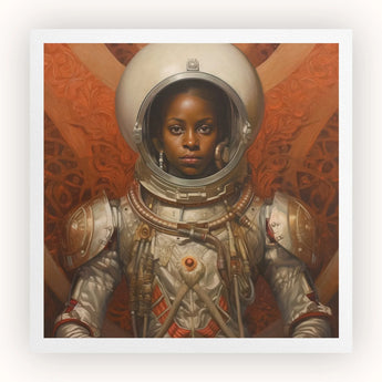 Ava - Black Lesbian Astronaut Art Print / Canvas Astronaut White Spacesuit Spherical Helmet Black Lesbian Astronaut, Aesthetic, Queerest