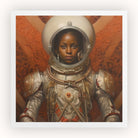 Ava - Black Lesbian Astronaut Art Print, Astronaut White Spacesuit Spherical Helmet