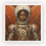 Ava - Black Lesbian Astronaut Art Print, Astronaut White Spacesuit Spherical Helmet