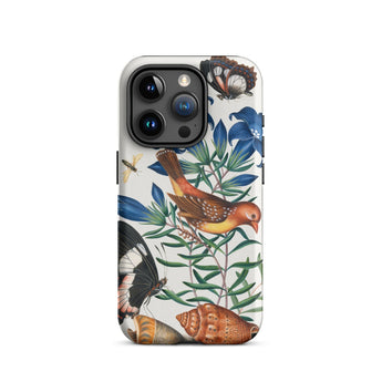 Avadavat Gentian Sawfly Swallowtail and Shells - James Bolton Phone Case Iphone 15 Pro / Matte Floral Fauna Patterned Phone Case James