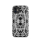 Aviary Black Aesthetic Pattern Art Iphone Case 11 / Matte Black White Floral Patterned Phone Case Pattern Art Phone, Battle-tested Design,