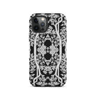 Aviary Black Aesthetic Pattern Art Iphone Case, 12 Pro / Matte, Black White Floral Patterned Phone Case