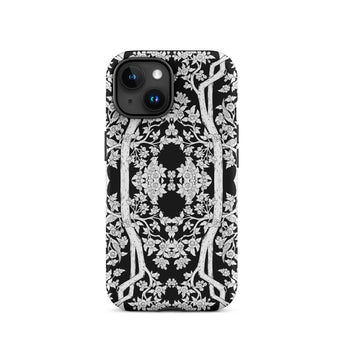 Aviary Black Aesthetic Pattern Art Iphone Case 15 / Matte Black White Floral Patterned Phone Case Pattern Art Phone, Battle-tested Design,