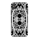 Aviary Black Aesthetic Pattern Art Iphone Case, Xs / Matte, Ornate Floral Patterned Phone Case Black Background White
