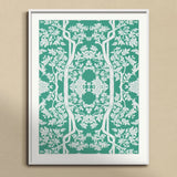 Aviary Black Art Print, Framed Teal Green Art Print White Floral Tree