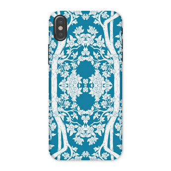 Aviary Blue Aesthetic Pattern Art Iphone Case x / Matte Decorative Phone Case Intricate White Floral Pattern Teal Art Phone, Battle-tested