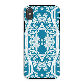 Aviary Blue Aesthetic Pattern Art Iphone Case Xs / Matte Decorative Phone Case Intricate White Floral Pattern Teal Art Phone, Battle-tested