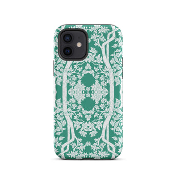 Aviary Green Aesthetic Pattern Art Iphone Case 12 / Matte Floral Patterned Phone, Battle-tested Design, Cases Mobile