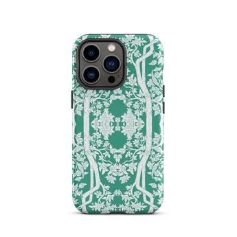 Aviary Green Aesthetic Pattern Art Iphone Case, 13 Pro / Matte, Green White Floral Patterned Phone Case