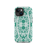 Aviary Green Aesthetic Pattern Art Iphone Case, 15 / Matte, Green Floral Patterned Phone Case